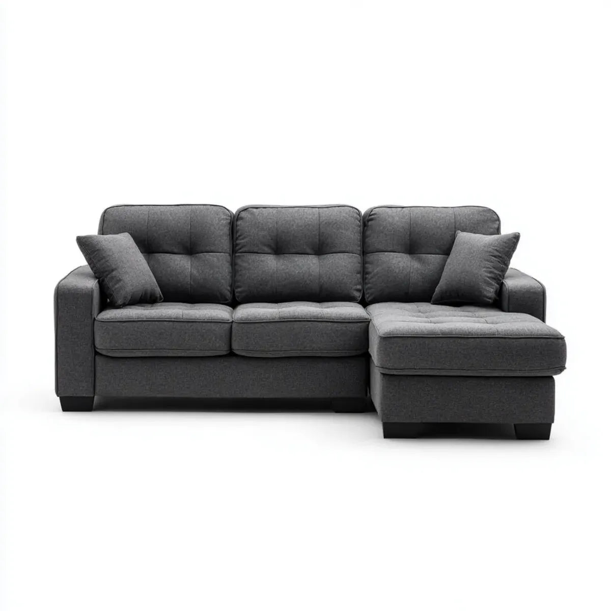 Sofa narożna L szary antracyt 260 x 160 x 88 cm poliestrowa okładzina 3 miejsca z siedzeniem longa prawo