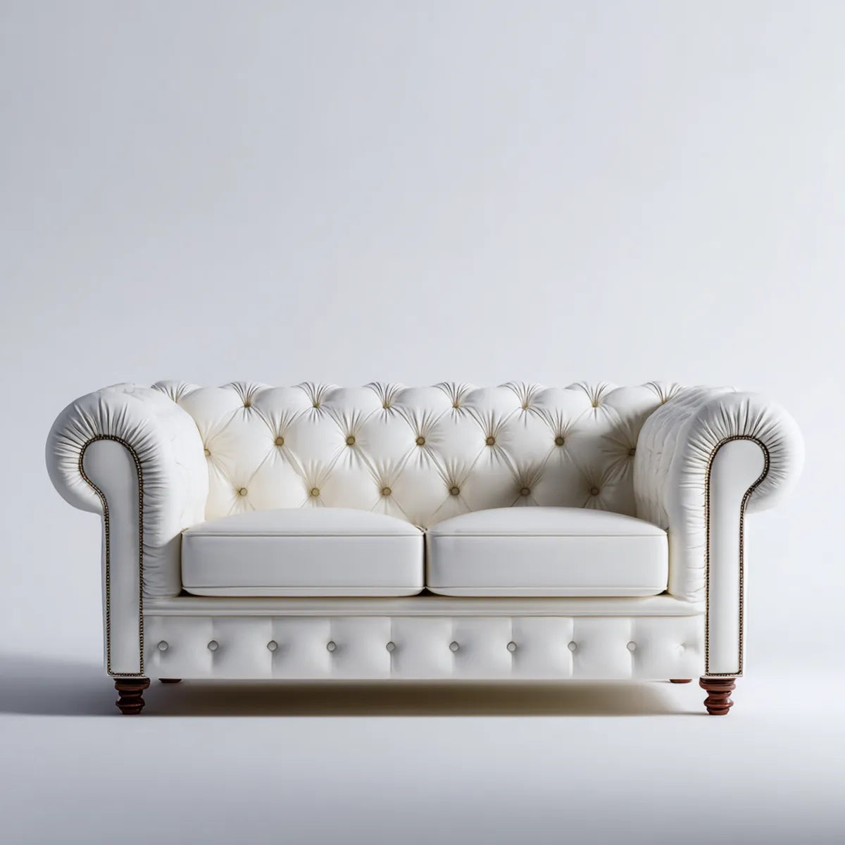Sofa, Chesterfield sofa 2 białe siedzenia 180 x 90 x 78 cm ze skóry syntetycznej PU prostokątna kształt