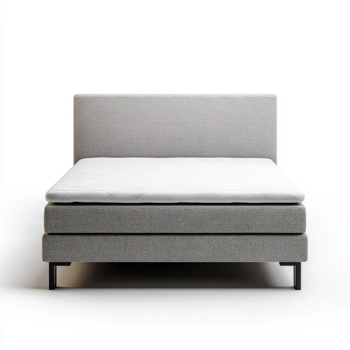 Łóżko dwuosobowe, Box Spring łóżko podwójne szary 180 x 200 cm poliester prostokątny z materac