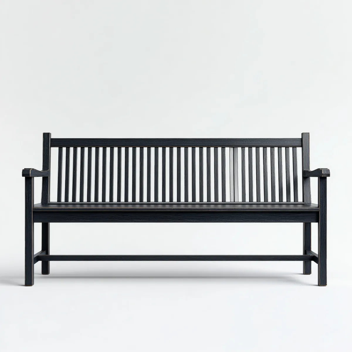 Ławka ogrodowa 3 czarne siedzenia 150 x 60 x 90 cm w prostokątnym litym drewnie