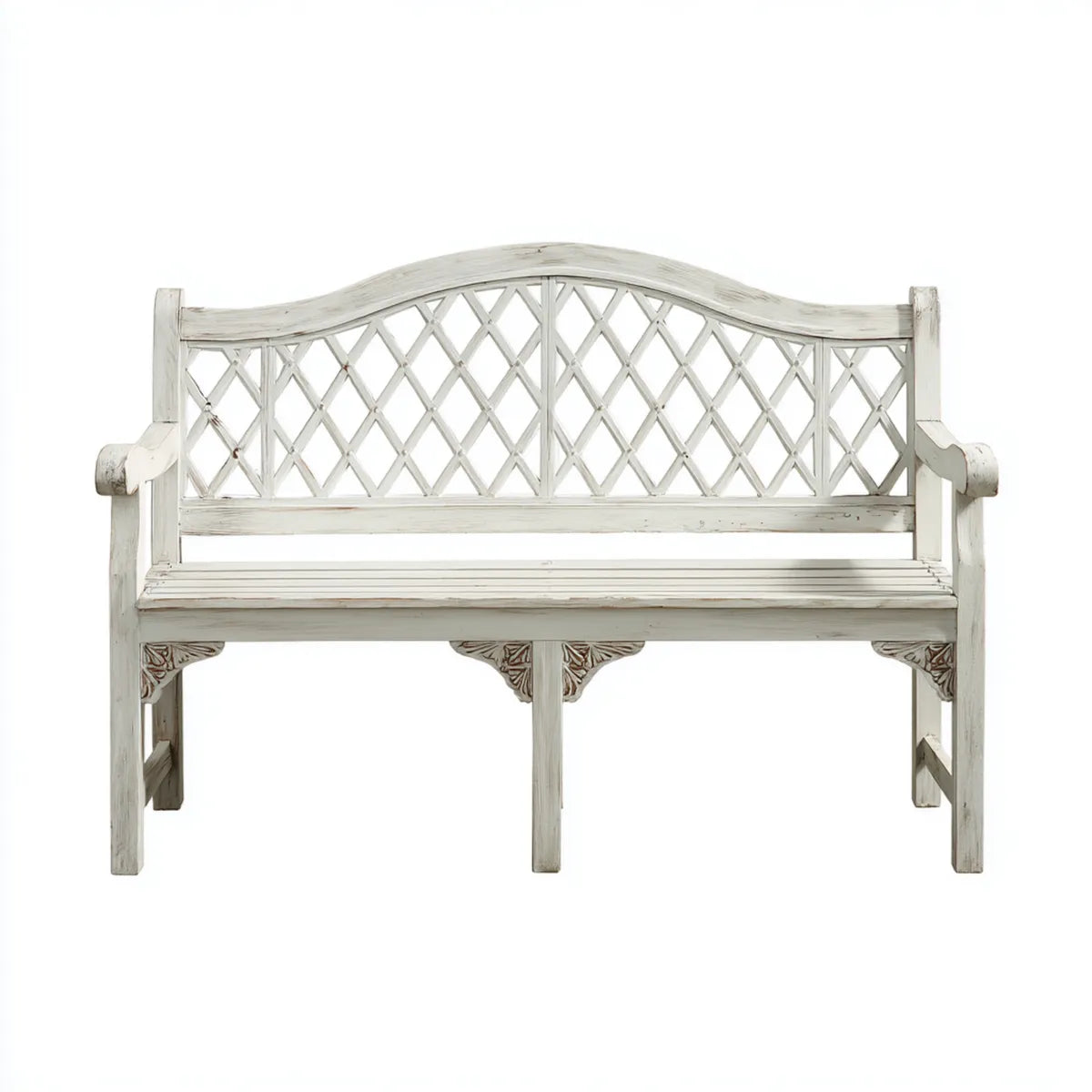 Ławka ogrodowa 3 białe miejsca w litym drewnie 150 x 60 x 100 cm z oparciem łukiem do retili