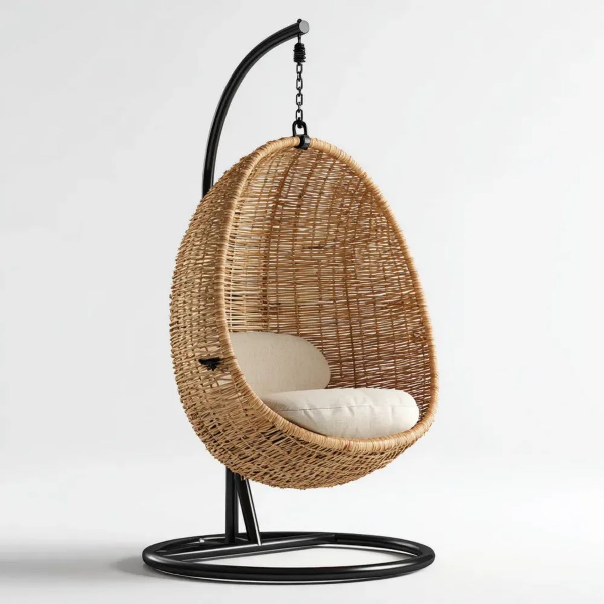 Hamak lub fotel wiszący, Wózek stojący w rattanie z poduszkami w skrzynce 105 x 105 x 195 cm