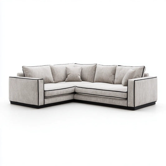 Sofa, Kanapa narożna 5 beżowych poliestrowych foteli 280 x 220 x 85 cm