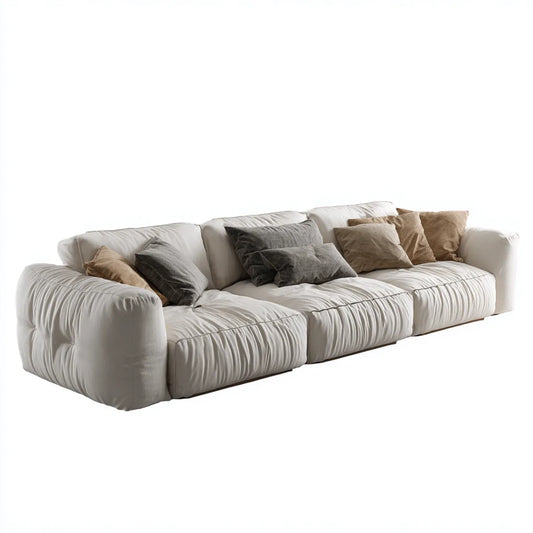 Sofa, Modułowa sofa 3 białe miejsca w prostokątnych rzęsach poliestrowych 300 x 105 x 75 cm
