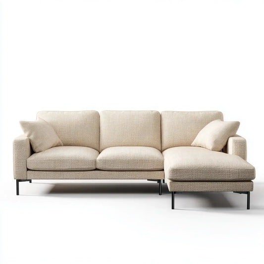 Sofa, Kanapa narożna 3 beżowe poliestrowe siedzenia 270 x 160 x 85 cm