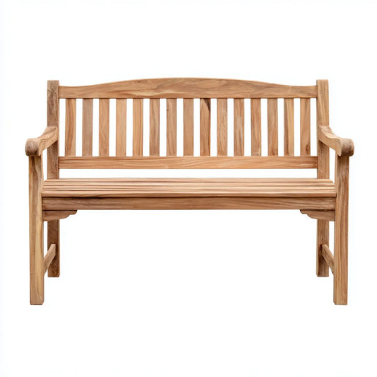 Ławka ogrodowa 2 miejsca w litej prostokątnej teak 120 x 58 x 90 cm